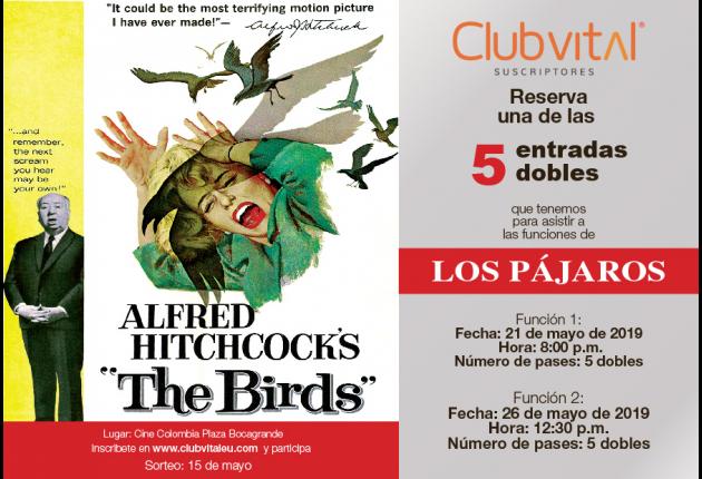 Promoción funciones película Los Pájaros de Alfred Hitchcock
